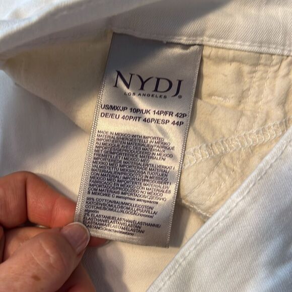 NYDJ 10 Petite White Layla Wide Cuff Capri Jeans With LiftTuck Technology - Picture 4 of 6